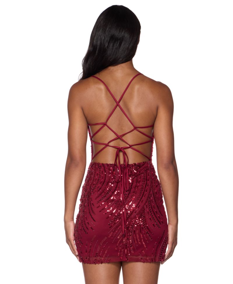 Juniors' Sequin Scoop Neck Sleeveless Mini Dress