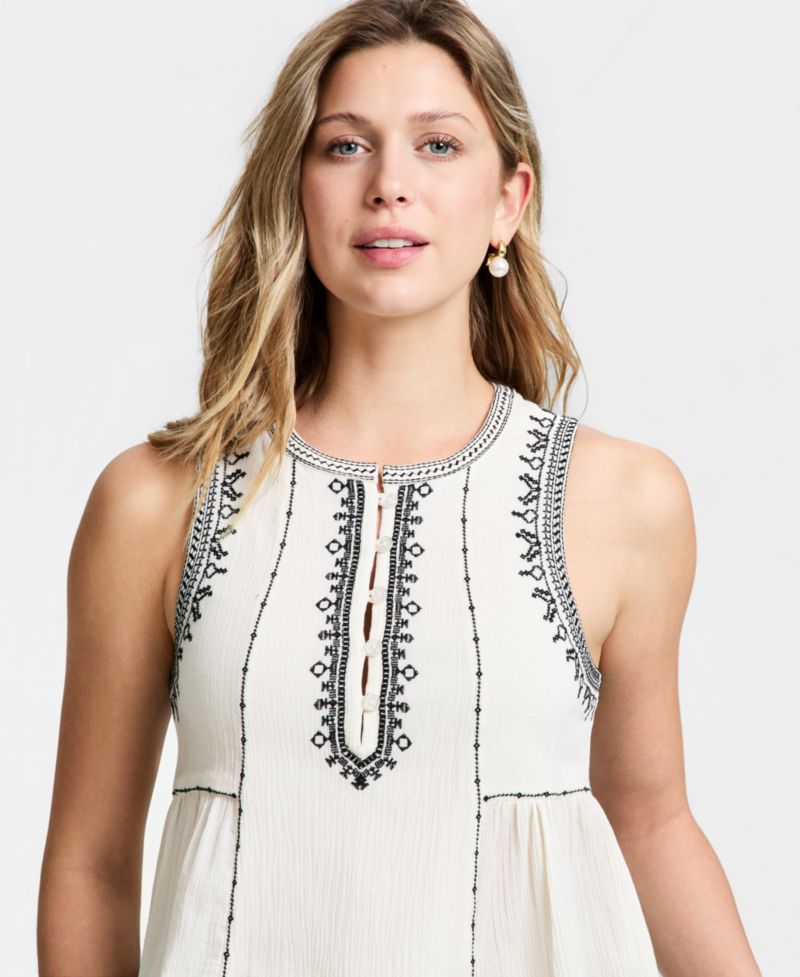 Women's Embroidered Trim Tank Top