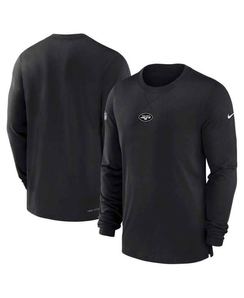 Men's Black New York Jets 2023 Sideline Performance Long Sleeve T-shirt