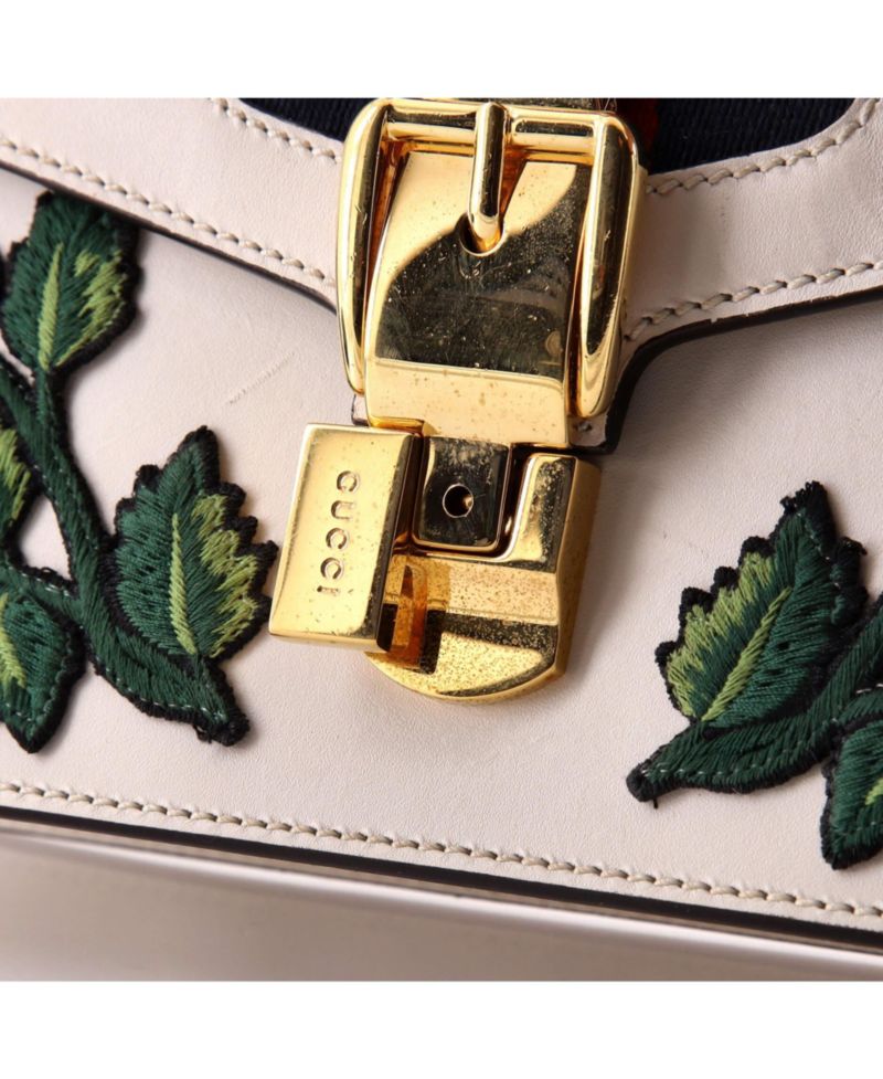 Sylvie Small Embroidered Web Paneling Shoulder Bag
