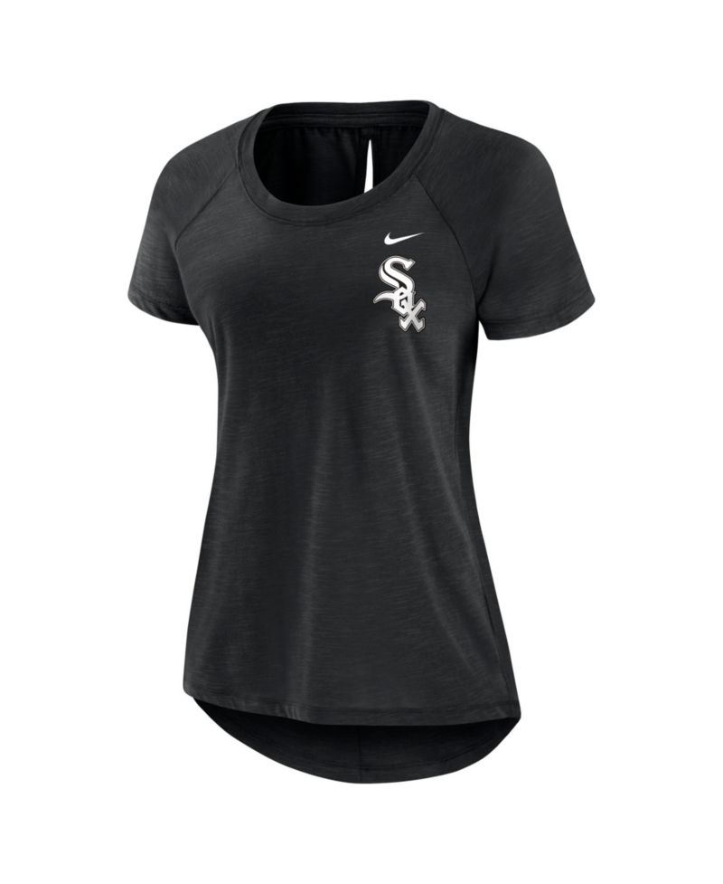 Women's Black Chicago White Sox Summer Breeze Back Slit Raglan T-Shirt