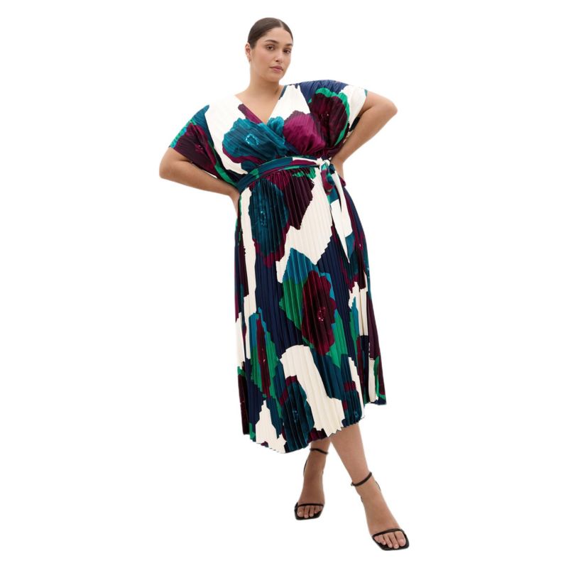 Women's Plus Size Hailey Abstract Print Pleat Maxi Dress