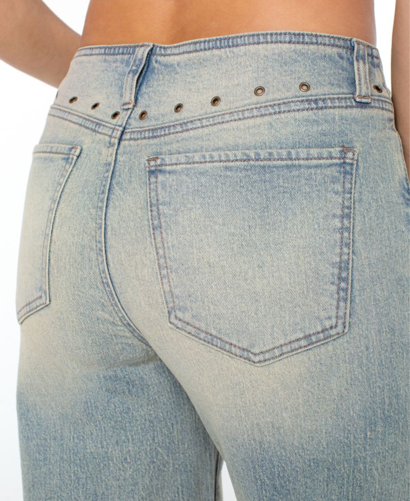 Juniors' Mid-Rise No Waist Baggy Wide-Leg Jeans