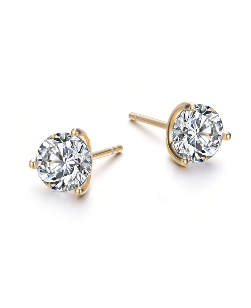 Elegant 3-Prong Martini Solitaire Stud Earrings