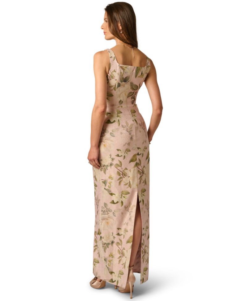 Women's Printed Jacquard Bead Square Neck Column Dress