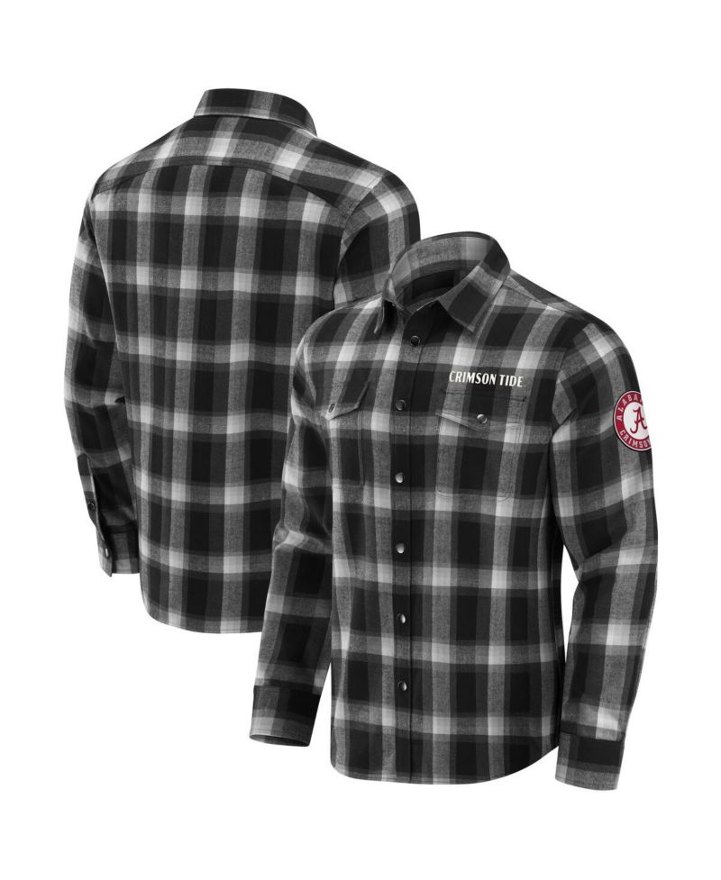 Darius Rucker Collection by Men's Black Alabama Crimson Tide Team Flannel Plaid Full-Snap Shirt