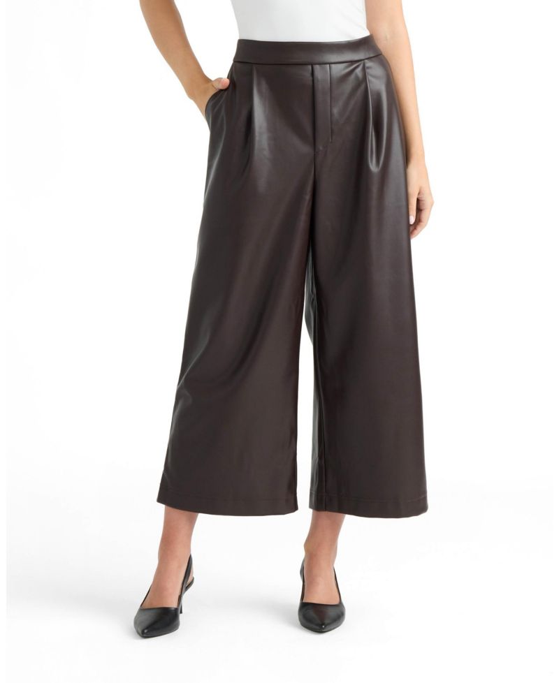 Women's Leather Pleated Culottes
