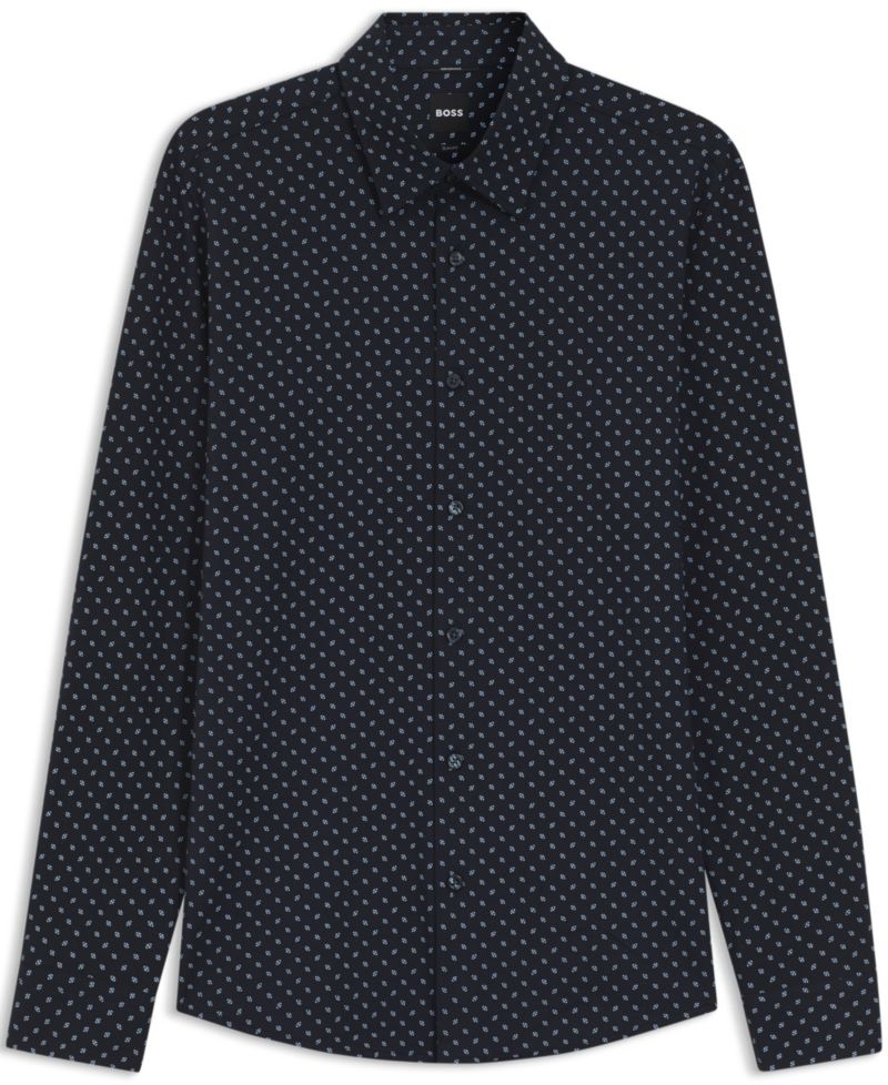 Men's Printed Cotton Blend Slim-Fit Dress Shirt