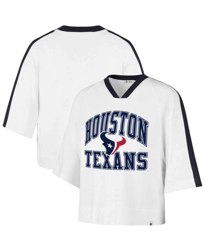 47 Brand Women's '47 White Houston Texans Big Overarch Drop Needle Raglan V-Neck T-Shirt