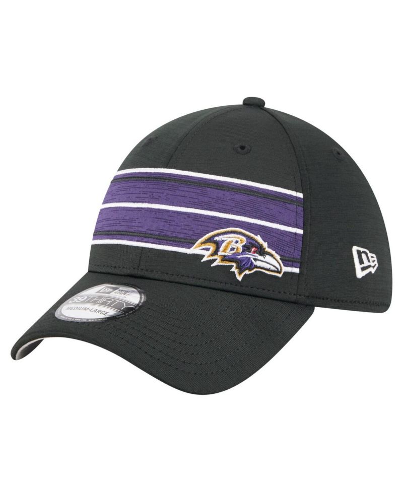 Men's Black Baltimore Ravens Stripes 39THIRTY Flex Hat
