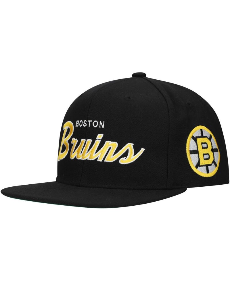 Men's Black Boston Bruins Core Team Script 2.0 Snapback Hat