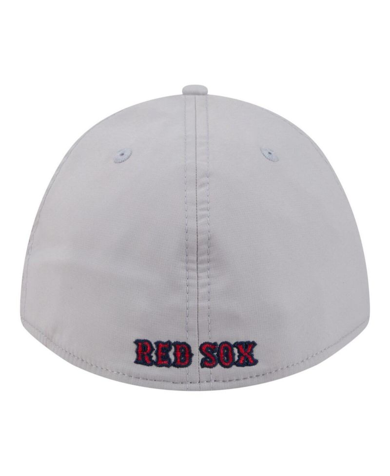 Men's Gray Boston Red Sox Patch 39THIRTY A-Frame M-Crown Perforated Flex Hat