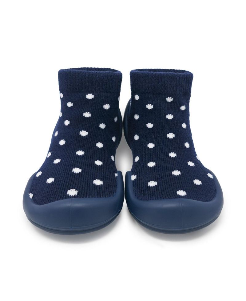 Baby Boy First Walk Sock Shoes Dotty Navy
