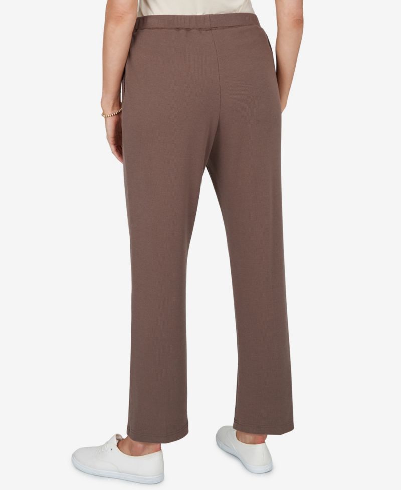 Petite Elastic-Waist Pull-On Straight Pants