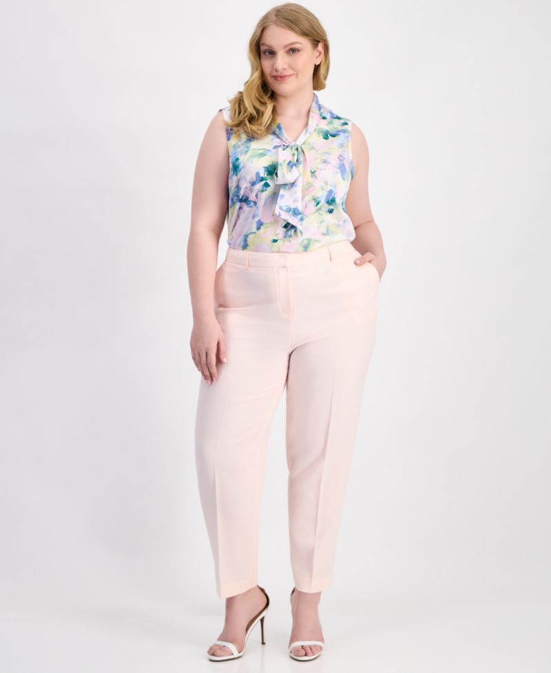 ASL Plus Size Classic Press-Pleat Straight-Leg Pants