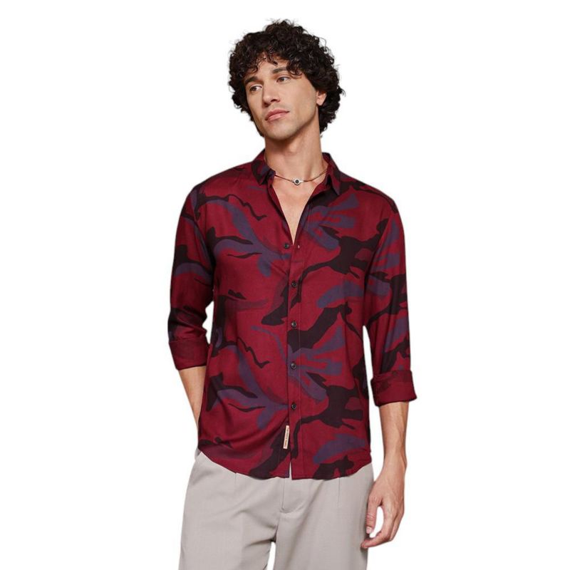 Men's Crimson Red Flowing Vines Shirt