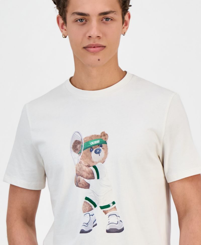 Men's Berry Tennis Bear Graphic T-Shirt