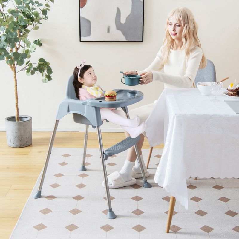 Multi-Stage Baby High Chair with Removable Double Tray for Infants and Toddlers