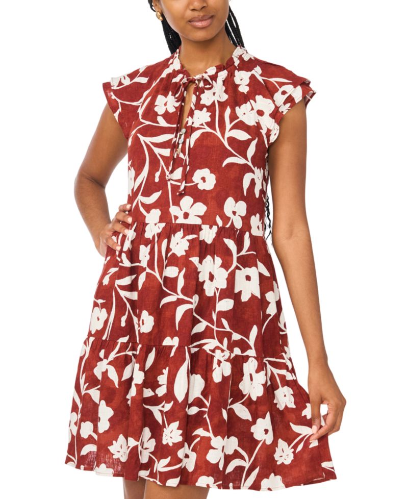 Women’s Floral Linen Blend Tiered Dress