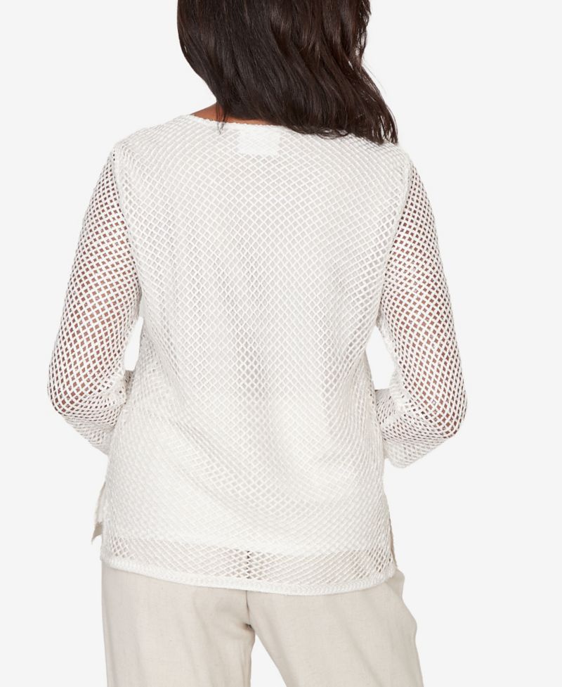 Petite Natural Wonder Sequin Mesh Flower Top