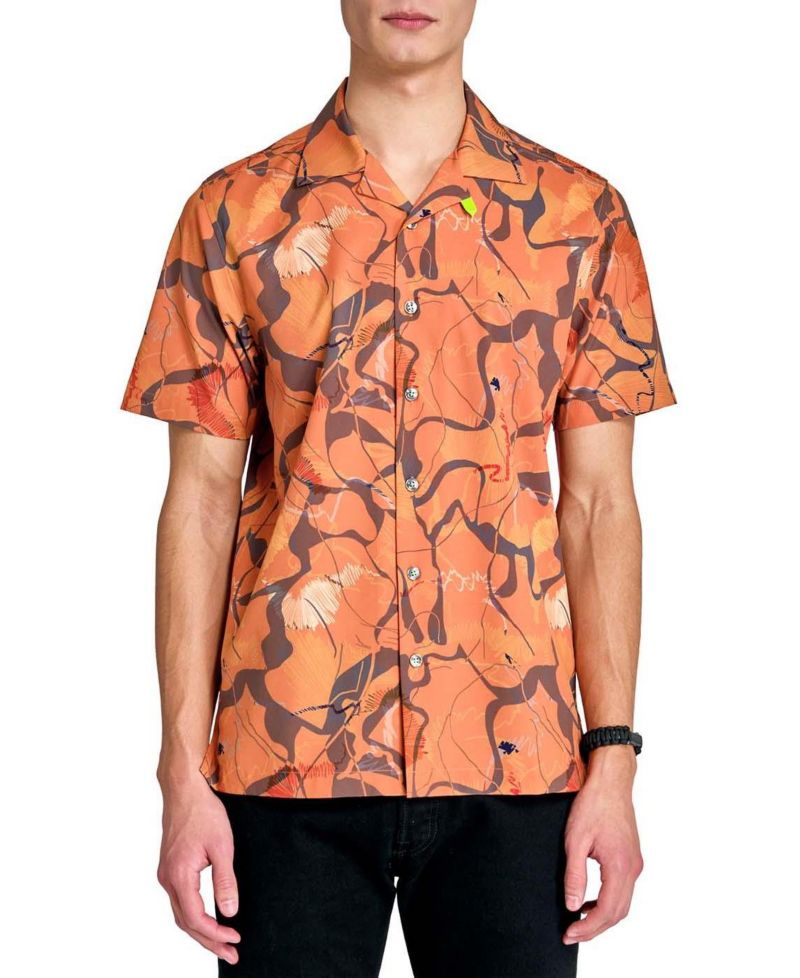 Men's Regular Fit 4-Way Stretch Performance Short Sleeve Button Down