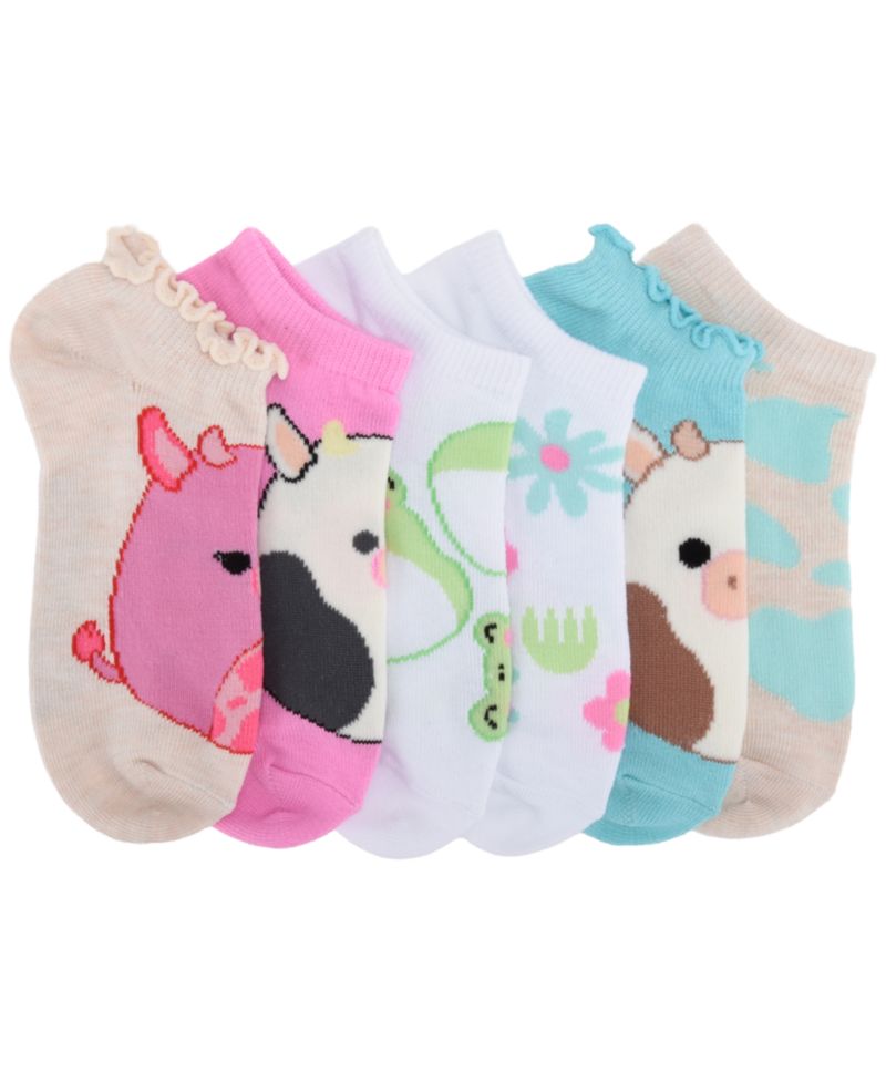 Girls' 4-8 Squishmallow No-Show Novelty Socks, 6-Pack