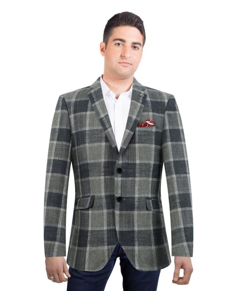 Men's Slim Fit Big Plaid Sports Blazer