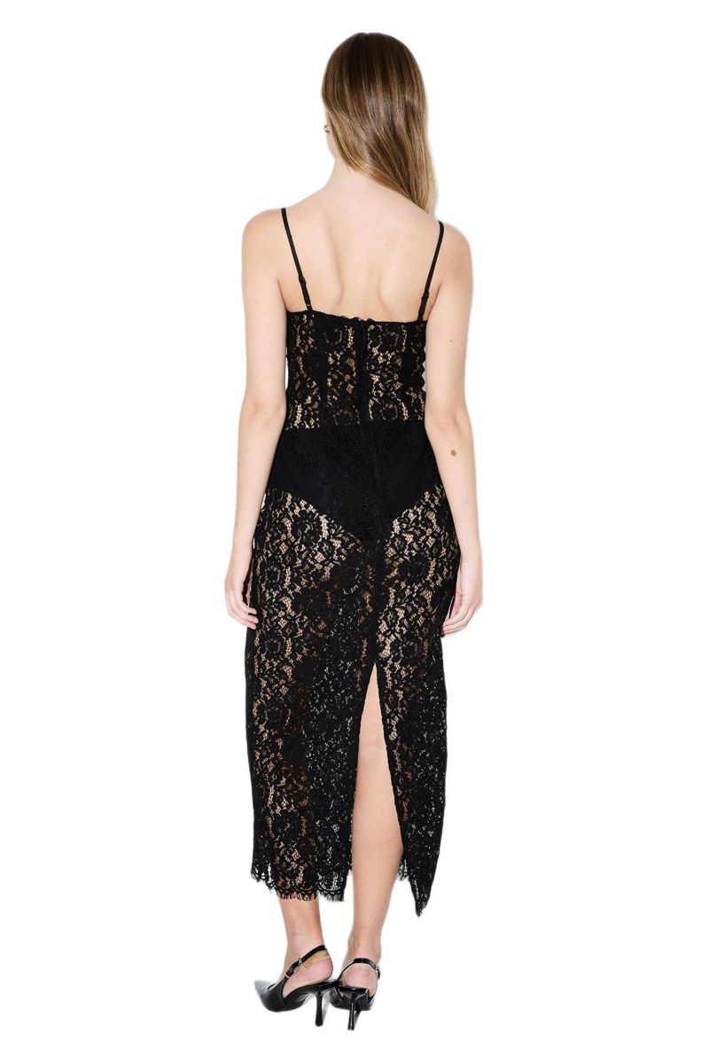 Women's Premium Bustier Corded Lace Midi Dress