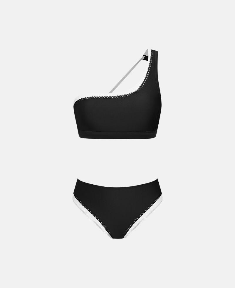 Women's One-Shoulder Scallop-Trim Bikini Set