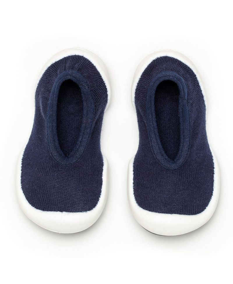 Infant Boy Girl First Walk Sock Shoes Flat Navy