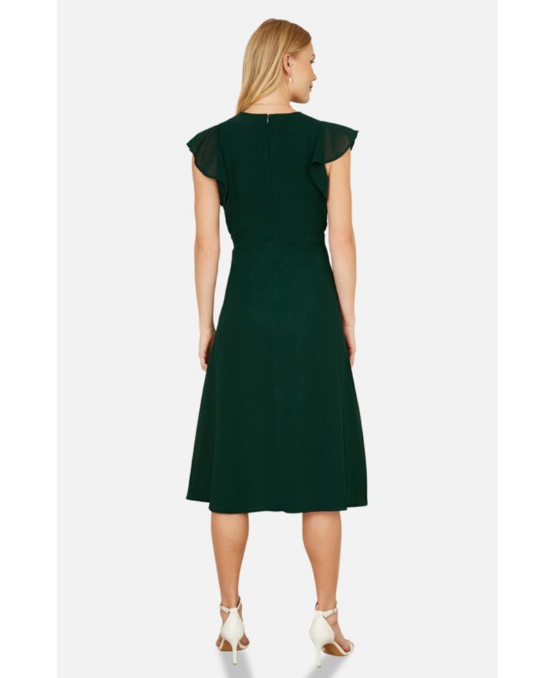 Women's Floral Embroidered V-Neck Midi Dress