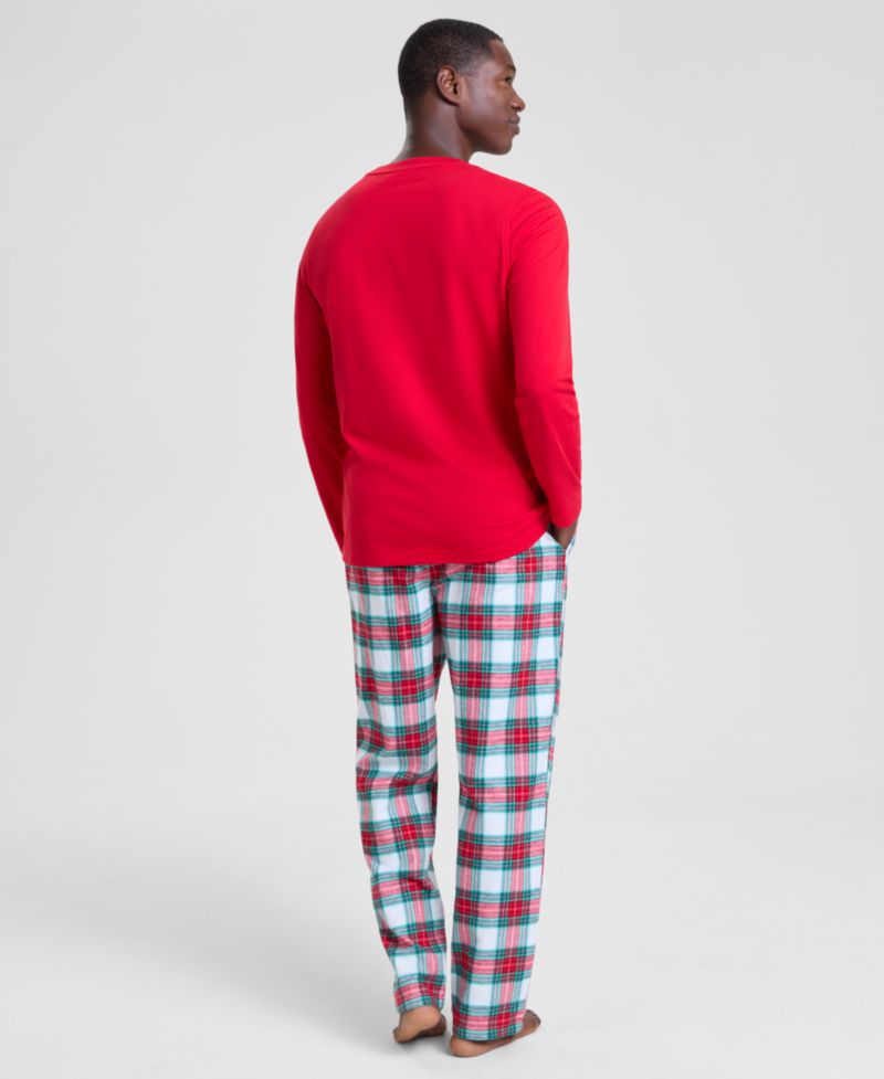 Men's Merry Mix Plaid Crew Neck Matching Family Pajamas Set