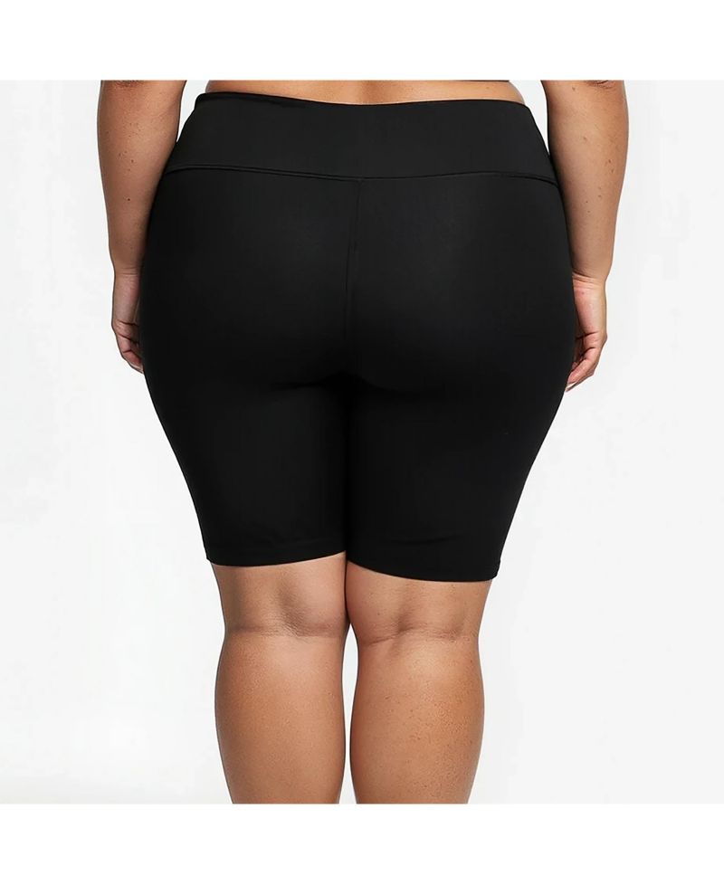 Plus Size Chlorine Resistant High Waisted Long Bike Swim Shorts