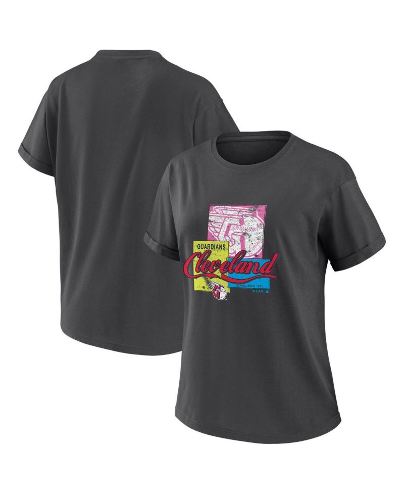 Women's Charcoal Cleveland Guardians Domestic Box Color Boyfriend T-Shirt
