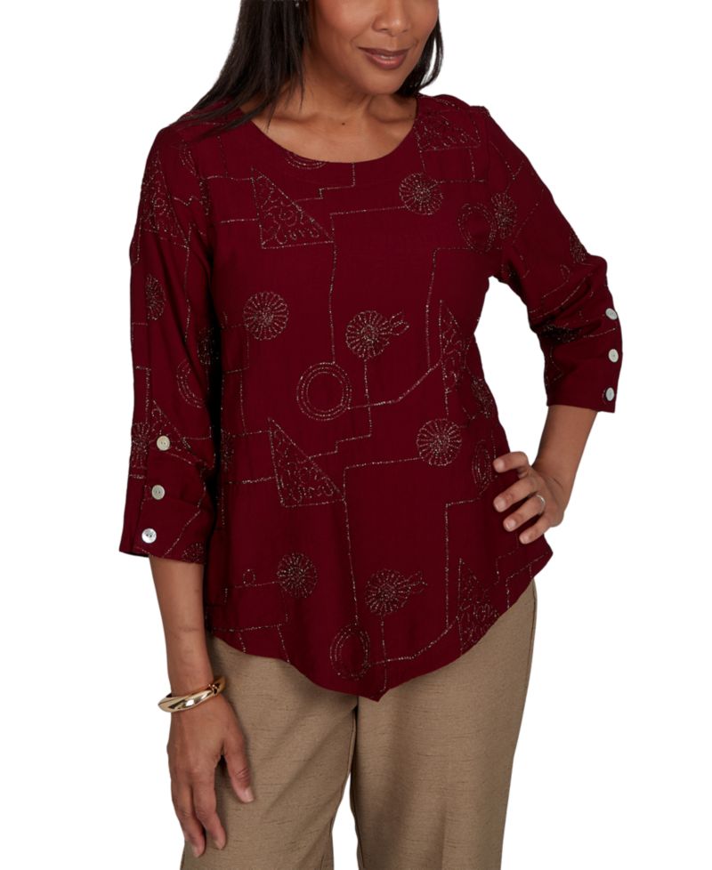 Women's Union Square Sparkle Soutache Geo Floral Top