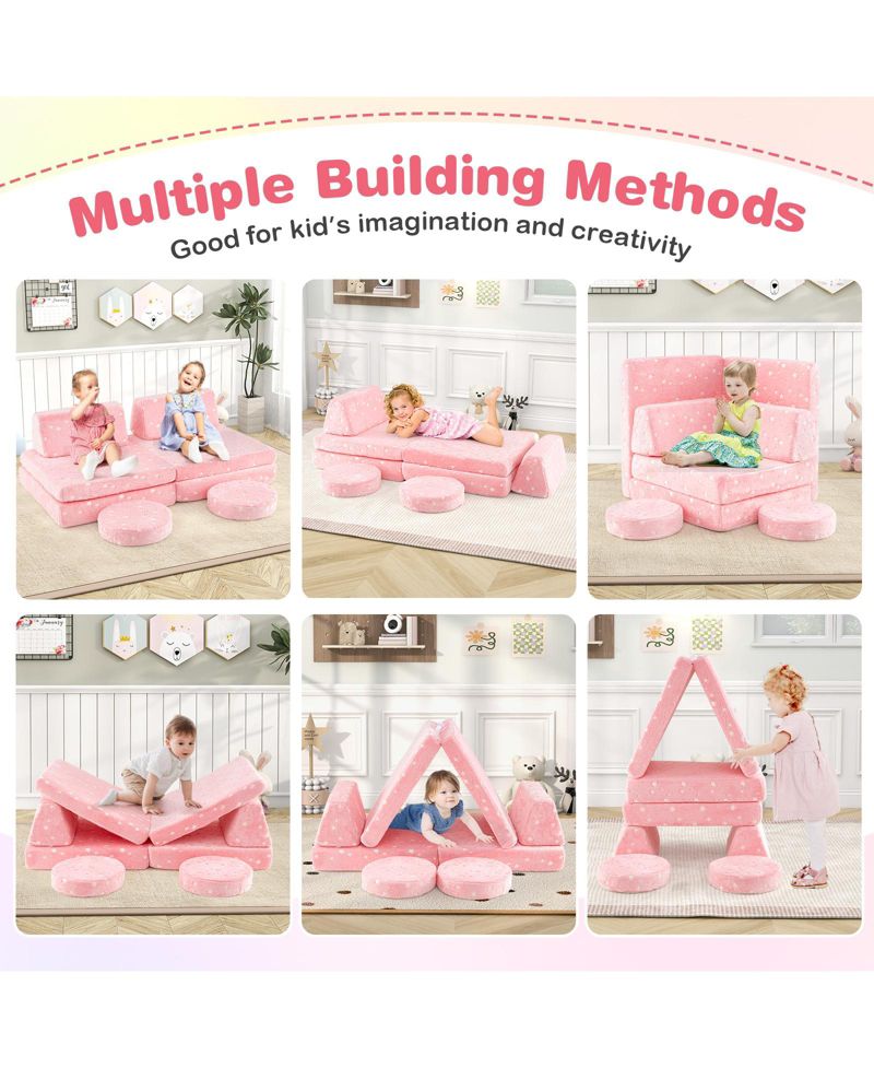 Modular Kids Play Couch Set Glow-in-the-Dark with Portable Handles Fun and Versatile Seating for Toddlers