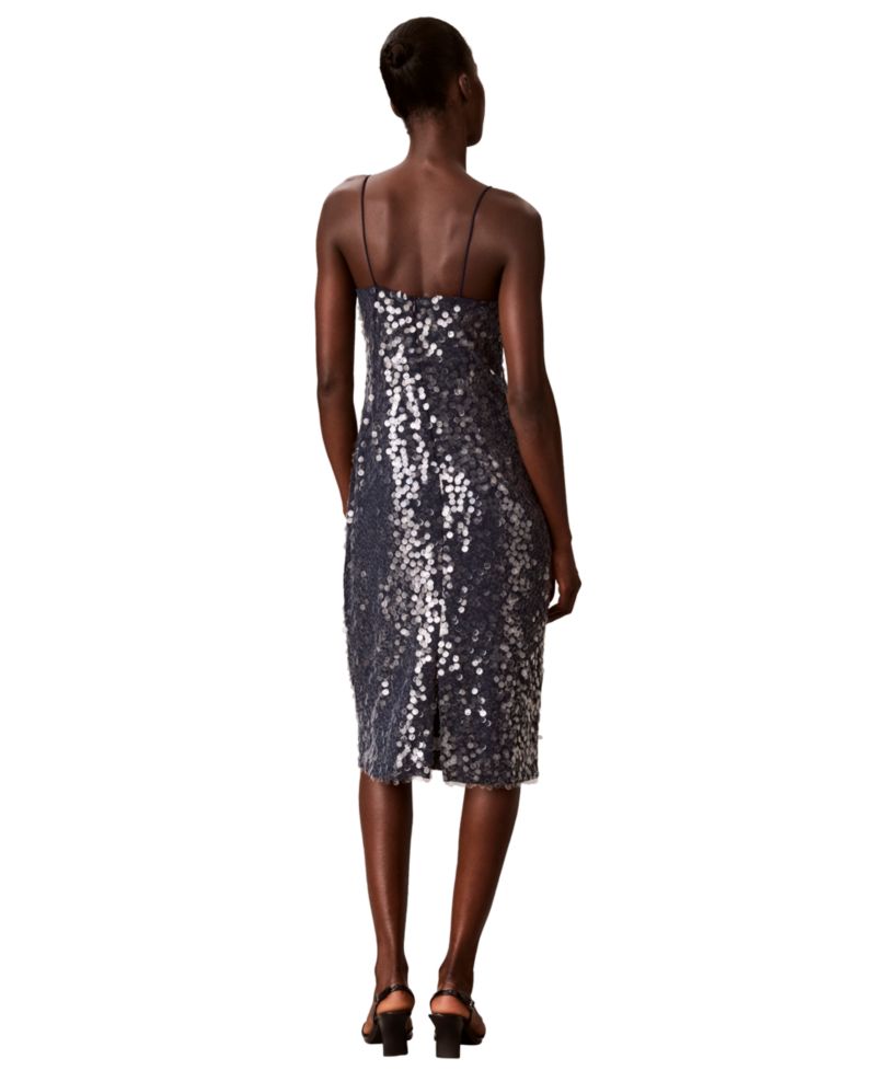 Women's Sequin Square Neck Midi Dress