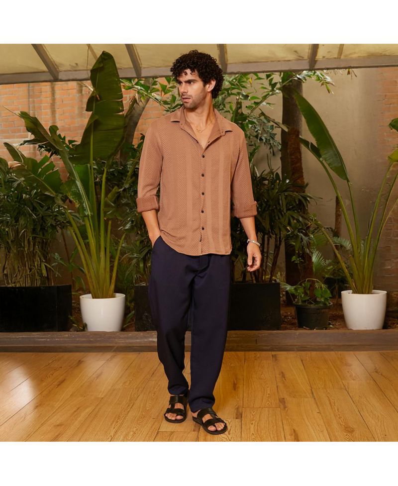 Men's Tan Brown Scale-Tactile Shirt