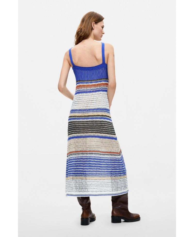 Women's Square Neck Striped Long Knit Dress