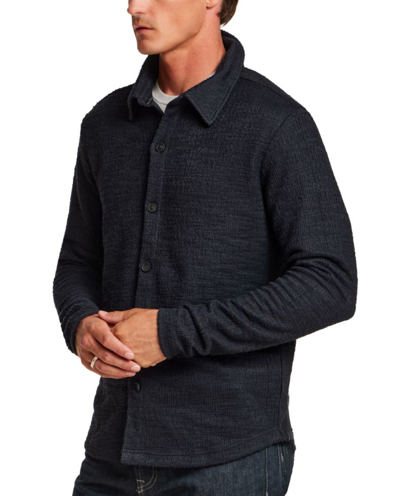 Men's Slub Terry Button-Down Overshirt Jacket