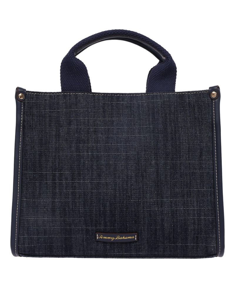 Dorothy Medium Denim Tote - Embroidered Leaf Convertible Top Handle and Crossbody Bag