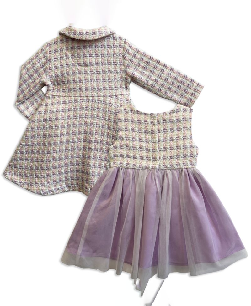 Girls' 2T-6X Long-Sleeve Coat and Dress, 2-Piece Set