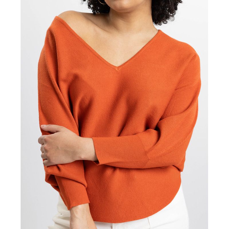 Women's Jennifer V-Neck Dolman-Sleeve Loose-Fit Sweater
