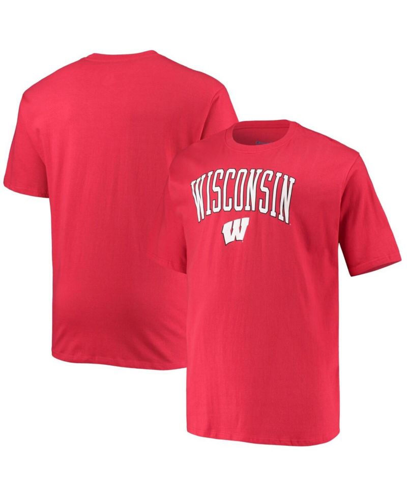 Men's Red Wisconsin Badgers Big & Tall Arch Over Wordmark T-Shirt