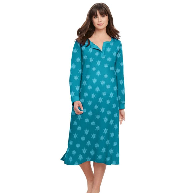 Women's Dreams and Co. Thermal Henley Sleepshirt