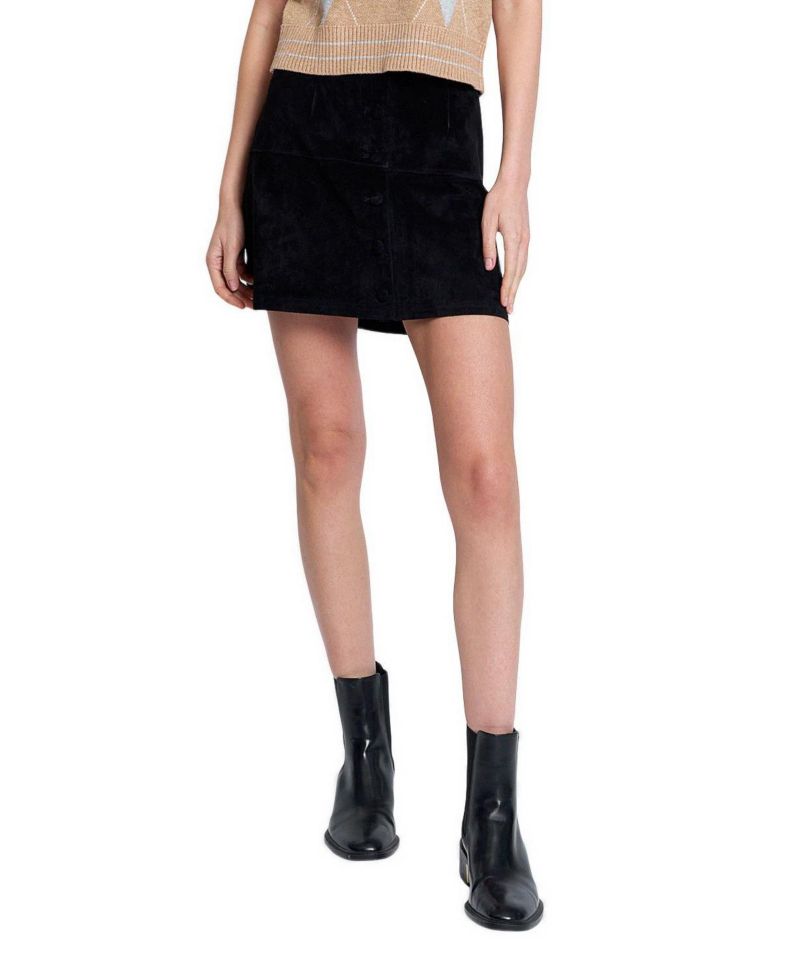 Women's Scarlet Genuine Suede Button Skirt