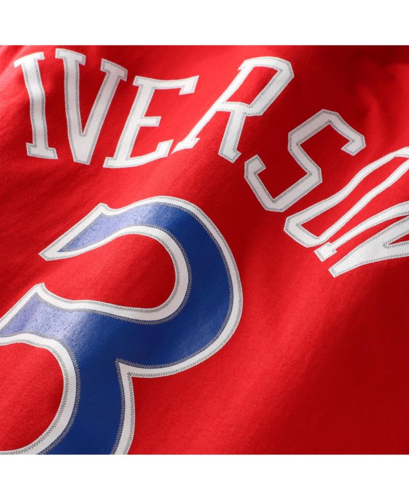 Men's and Women's Allen Iverson Red Philadelphia 76ers Hardwood Classics Name & Number T-Shirt