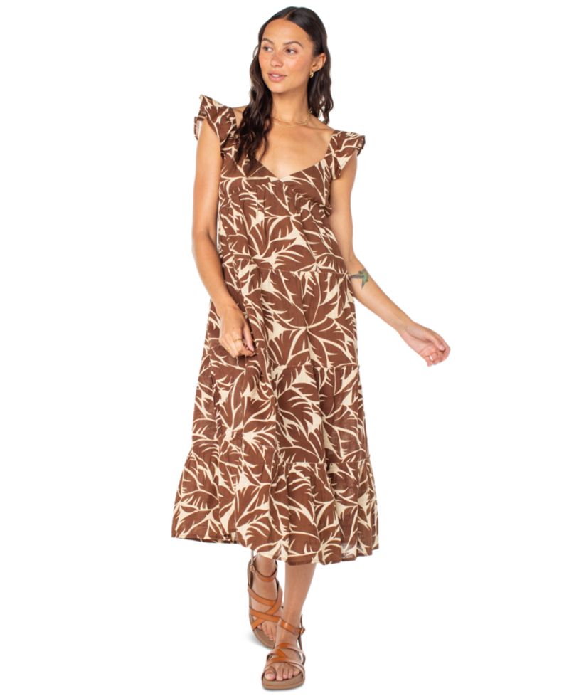 Women's Palmy Days Cotton Printed Tiered Midi Dress