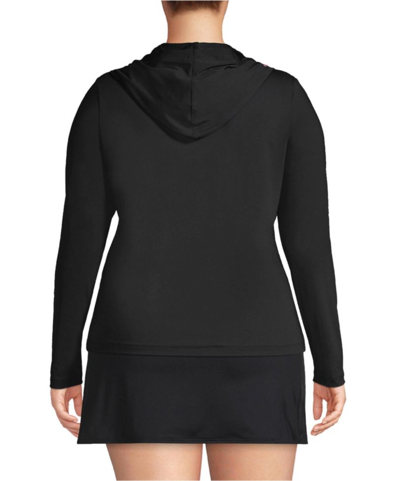 Plus Size SunShade UPF 50 Hooded Zip Front Rash Guard