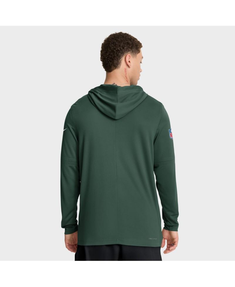 Men's Green Green Bay Packers Sideline Pure Fury Performance Long Sleeve Hoodie T-Shirt
